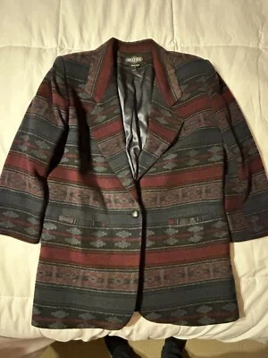 Braetan Wool Aztec Womens Blazer Cowgirl Southwestern Jacket Blue red Size M - Image 1 of 4
