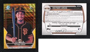 2023 Bowman Chrome Prospects Yellow & Orange Vapor Refractor /75 Rayner Arias