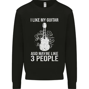 I Like My Guitar and 3 People Rock n Roll Kids Sweatshirt Jumper - Picture 1 of 92