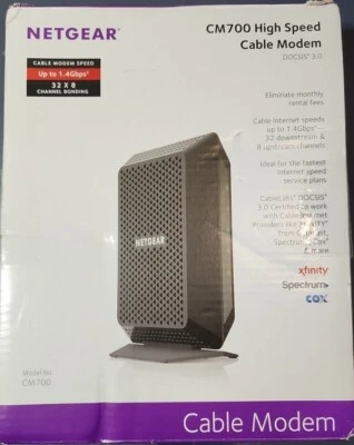NETGEAR CM700-100NAS High Speed Cable Modem DOCSIS 3.0 32x8 Xfinity Spectrum Cox - Image 1 of 3