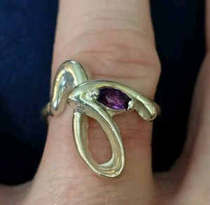 Sterling Silber & Amethyst MODERNIST "C NOIR" Abstrakt Freiform Wirbel Ring Größe 6 - Bild 1 von 7