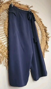 Ginger & Smart Apron Waist Hip Tie Cullotes Navy Pants Zip Size 8 Viscose Formal - Bild 1 von 10