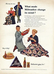 1953  Magazine BLATZ BEER COLOR AD PRINT - Picture 1 of 3
