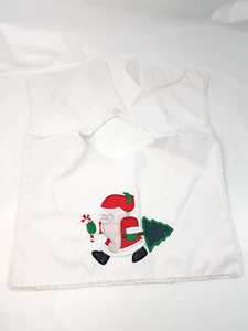 Vintage Handmade Traditional Santa Applique Dress Bib Children White Lace - Picture 1 of 8