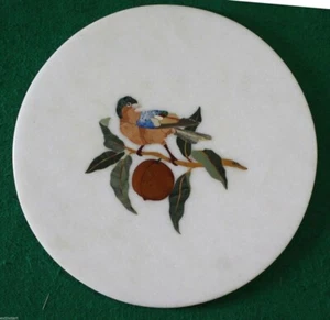 Marvelous Pietra Dura Marble Inlay Table Top Antique Collectible Art Xmas Gift - Picture 1 of 2