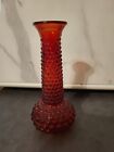 Red Vase. E.O. Brody Co. Transparent Laminate Film Red Glass Bud Vase Hobnail...