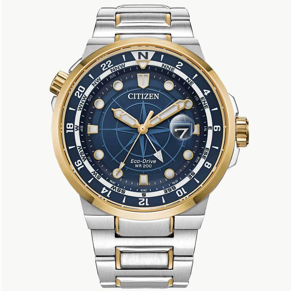Citizen Endeavor Eco-Drive 44mm Gold-Tone Stainless Steel Case with Gold-Tone Stainless Steel Strap and Blue Dial Men's Wristwatch