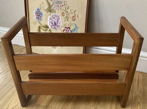 Mid Century Teak Magazine Rack Richard Hornby STYLE 1960s 45cm LP Storage MCM - Picture 1 of 14