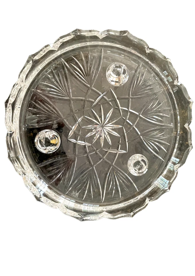 Servidor de prato de bolo de cristal vintage Design Guild feito na Inglaterra PEÇA PESADA 12" - Imagem 1 de 4