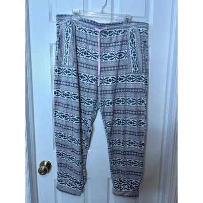 Pantalones de salón pijama Jane & Bleeker para mujer rosa gris estampado cordón 0696 Foto 1 de 4