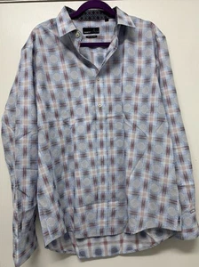 Camisa tejida manga larga a cuadros jacquard QUIETI XL 100 % algodón fino - Imagen 1 de 5
