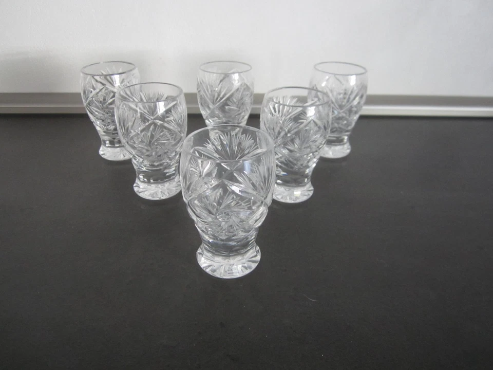 6 Schnaps Gläser Bleikristall Schnapsgläser alt geschliffen Stumpen Kristall Gla - Bild 1 von 4