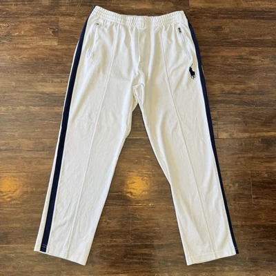 POLO RALPH LAUREN White Big Pony Blue Stripe USA Track Men’s Large Sweatpants - Image 1 of 4