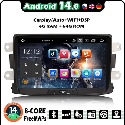 8" 64GB Android 14 Autoradio GPS Carplay Renault Dacia Duster Logan Dokker Lodgy - Bild 1 von 4