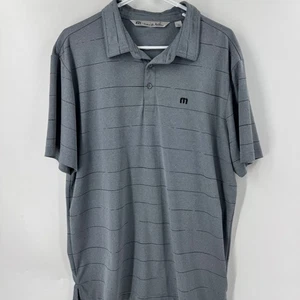 Travis Mathew Mens Grey Stripe Polo Shirt Large Short Sleeve Golf Athleisure - Picture 1 of 8