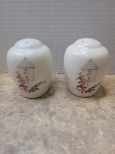 Pfaltzgraff Cape May Salt and Pepper Shakers Birdhouse Florals - Picture 1 of 10