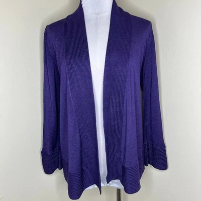 Cárdigan Chico's 100% Seda Pequeño 4 Púrpura Tejido Frente Abierto Suéter Ligero Foto 1 de 4