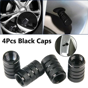 4x Black Aluminium Car Wheel Tyre Valve Stem Air Dust Cover Caps Accessories - Picture 1 of 12