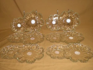 VTG HAZEL ATLAS CAPRI GLASS DOUBLE DAISY SNACK PLATES - SET OF 6 - Picture 1 of 7