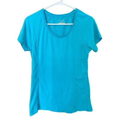 Exertek Womens Medium Blue Cap Sleeve Short Sleeve T-Shirt Cotton Polyester - Image 1 of 4