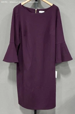 Vestido Vaina Para Mujer Calvin Klein Berenjena Manga Campana Talla 18W Estilo Elegante Foto 1 de 4