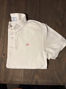Southern Tide Skipjack Polo Herren groß weiß pink Logo Brustkrebs Bewusstsein - Bild 1 von 10