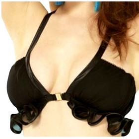 Made by Niki Women's UK12 Ruffled Detail Peplum Wireless Silk Bow Lingerie Bra