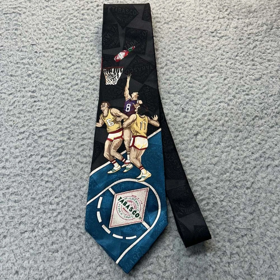 Corbata de seda con cuello Tabasco para hombre salsa de pimienta baloncesto hecha en EE. UU. NUEVA CON ETIQUETAS Foto 1 de 4