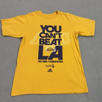 Los Angeles Lakers Shirt Mens Medium Yellow NBA Basketball Adidas 16X Champions - Image 1 of 4