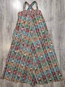 Vintage 90s Y2k Last Mango Sleeveless Maxi Twill Dress Multicolor Women's 30x48 - Picture 1 of 10