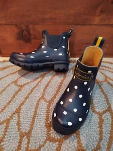 Joules Damengröße 5 Stiefeletten Regenstiefel Wellibob, marineblau und gepunktet - Bild 1 von 12