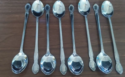 Vintage AAA HULL Stainless LADY DAUPHINE Set of 8 Iced Tea Spoons Japan Flatware - Image 1 of 4