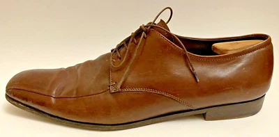 Prada Milano Men Dress Shoe 11 E Leather Lace Up Brown Square Toe Made In Italy - Image 1 of 4