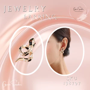 Earring, Silver and Gold tone, crystal, Snake - Picture 1 of 8