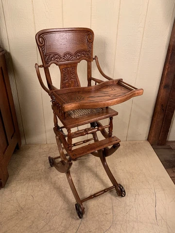 Antique Oak Collapsible High Chair Cover