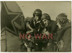 WWII ORIGINAL SOVIET PHOTO OFFICERs PILOTs CLOSE AIRPLANE BEFORE THE BATTLE