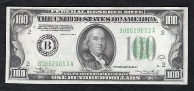 FR. 2153-B 1934-A $100 FRN FEDERAL RESERVE NOTE NEW YORK, NY GEM UNCIRCULATED - Image 1 of 2