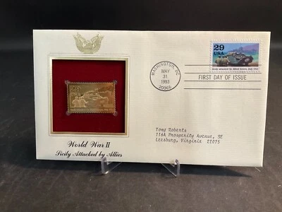 1993 PCS World War II Sicily Attacked by Allies 29¢ FDC 22K Gold Stamp Replica - Image 1 of 3