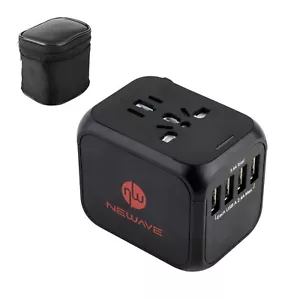 NEWAVE 4 Port USB-A 3.4A Smart Universal International Travel Adapter Charger Bk - Picture 1 of 12