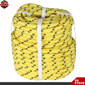 6180Lbs Resistenza alla rottura 1/2"x100' Giallo Doppia Treccia Poliestere Corda Toro - Foto 1 di 8