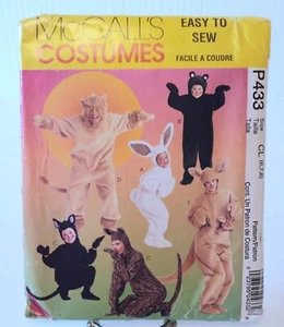 McCalls P433 Adult & Child Animal Costume Patterns Bunny Cat Kangaroo Bear Lion - Picture 1 of 3