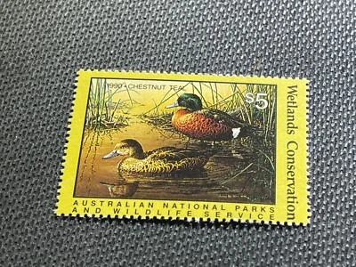 1990 Australian National Parks and Wildlife Wetlands Conservation Duck Stamp MNH - Image 1 of 2