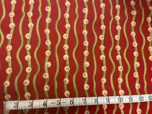 CHRISTMAS JINGLE BELL STRIPES 100% COTTON FLANNEL FABRIC BY THE YARD - Picture 1 of 1