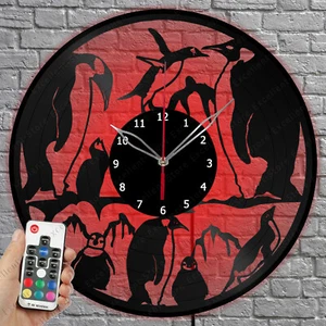 LED Vinyl Uhr Pinguin LED Licht Vinyl Schallplatte Wanduhr Wohndeko 1274 - Bild 1 von 11