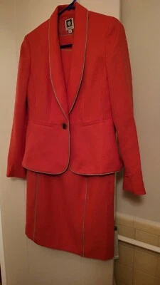 Anne Klein 2 Piezas Vestido Traje Blazer y Vestido Completamente Forrado Coral Talla 4  Foto 1 de 4