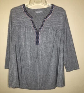 Top túnica Daniel Rainn 2X gris azul naranja mangas 3/4 cuello en V calado en el pecho - Imagen 1 de 6
