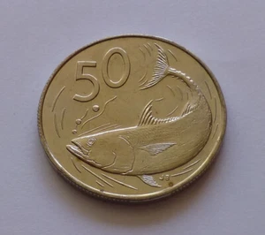 Islas Cook 50 centavos 1973, pescado bonito - Imagen 1 de 2