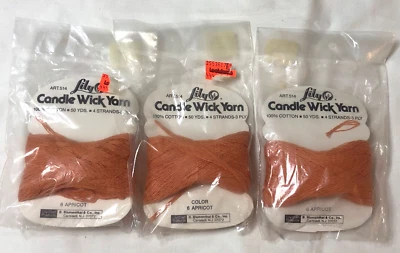 NEW Lily Candlewick Thread Lot 3 Cards Apricot 50 Yds@ Cotton 4 Strand FREE SHIP - Image 1 of 4