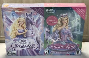 Barbie 2Pk BIG BOX PC Games 2005 Magic of Pegasus, 2003 Swan Lake RARE SEALED - Picture 1 of 14