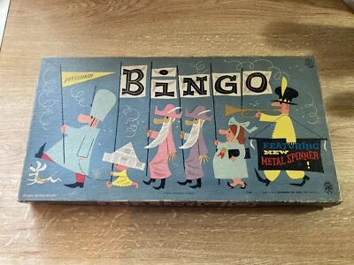 Vintage Pressman Bingo 50's 60's Bingo with Metal Spinner 1166 Made in USA Fun - Image 1 of 4